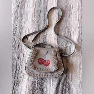 Hand painted Cherry Urban Expressions Grey Satchel Purse